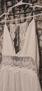 Long white boho flowy dress